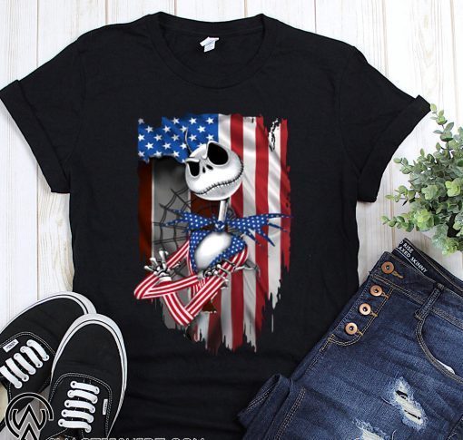 Jack Skellington American Flag Independence Day T-Shirt