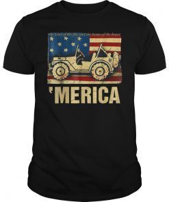Jeep America Flag Lovers Patriot 4th July Uncle Sam Shirt