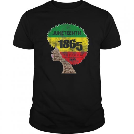 Juneteenth African American Flag Melanin Afro Artwork Women T-Shirt