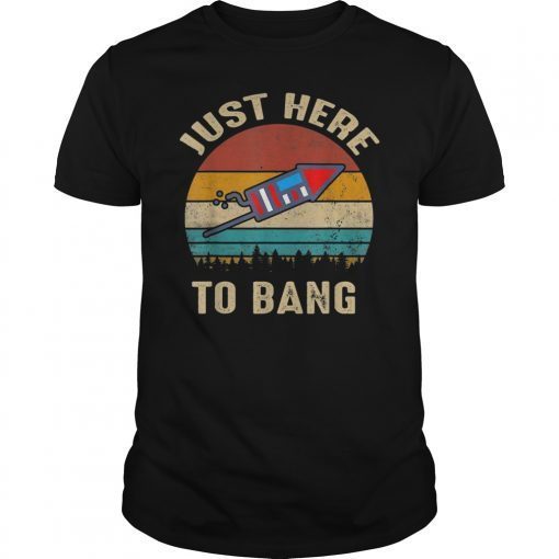 Just Here To Bang vintage 4th of July T-Shirt