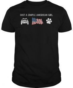 Just a simple American girl Dogs Flag Jeep Gift 4th July shirt