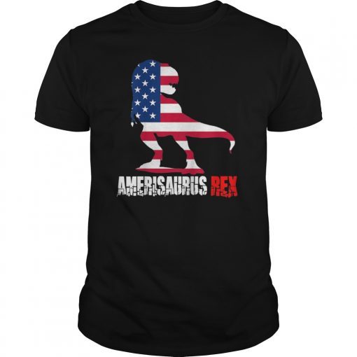 Kids Amerisaurus Rex Dinosaur 4th Of July Patriotic Boys Girls T-Shirt