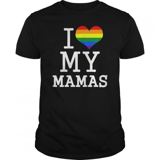 Kids Gay Moms Baby Clothes I Love My Mamas LGBT Flag T Shirt