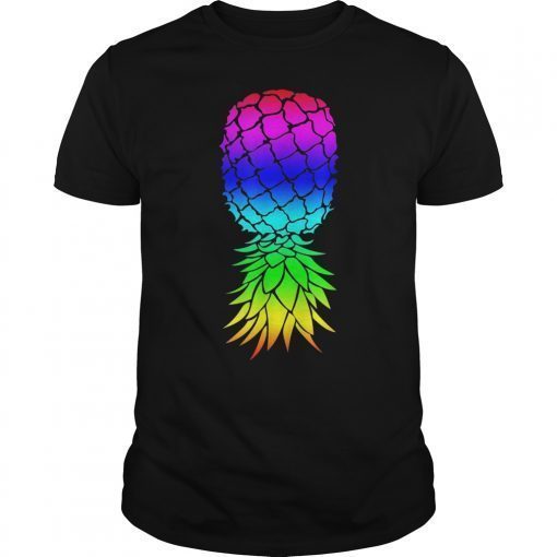 LGBT Lesbian Gay Shirt Swinger Rainbow Pineapple Upside Down