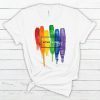 LGBT Love Wins Rainbow Paint Typographic Premium Men's And Women's T-Shirt