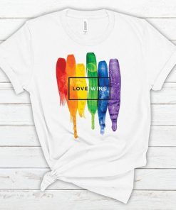 LGBT Love Wins Rainbow Paint Typographic Premium Men's And Women's T-Shirt