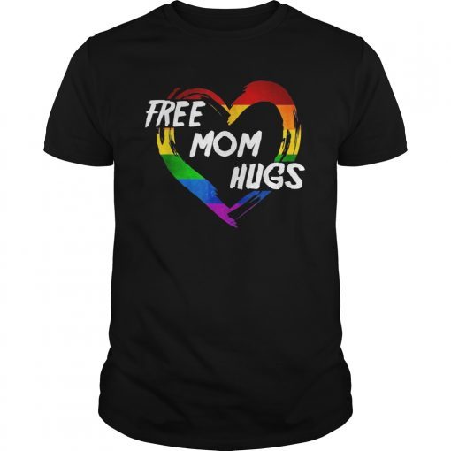 LGBT Pride Tee Shirt Free Mom Hugs-Heart LGBT Flag Outfit