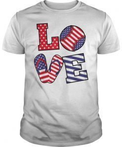 LOVE Baseball Flip Flops USA Flag 4th Of July Shirt