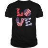 LOVE Baseball Flip Flops USA Flag 4th Of July Tshirts