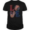 LOVE Baseball Softball Flip Flops USA Flag 4th Of July Tee Shirt