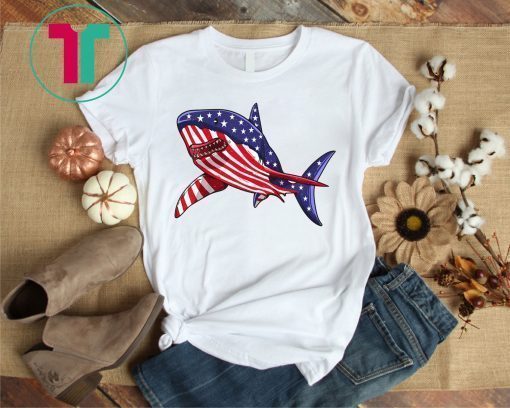 Shark American Flag T-Shirt Jawsome 4th Of July Kids Boys