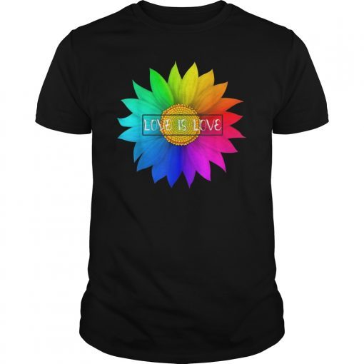 Love Is Love Gay Pride Distressed LGBT Sunflower Rainbow Shirt