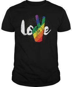 Love Peace Sign Rainbow Flag LGBT T-Shirt