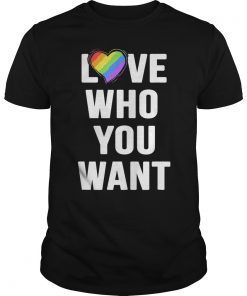 Love Who You Want Rainbow Heart T Shirt LGBT Gay Pride Month Unisex TShirt
