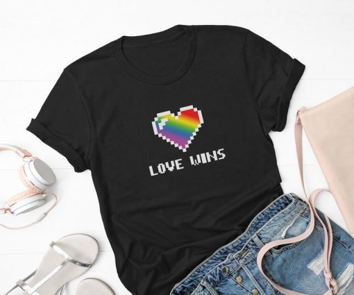 Love Wins Unisex Shirt, Love Shirt For Women, 8-Bit Nintendo Retro Love is Love Shirt, Love Tee, Gay Pride Shirt, LGBTQ Rainbow Shirt