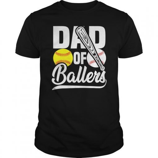 Mens Dad of Ballers Funny Baseball Softball Gift from Son for Men Tee Shirt