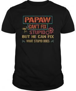 Mens Papaw Can't Fix Stupid But He Can Fix What Stupid Does Shirt