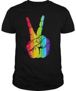 Peace Sign Rainbow LGBT Love Lesbian Gay Pride T-Shirt