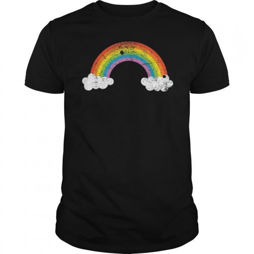 Rainbow Vintage Retro 80's Style Gay Pride Gift Tshirt