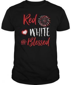 Red White And Blessed 4th of July USA Patriotic American T-Shirt