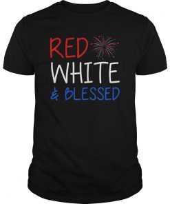 Red White & Blessed 4th of July Patriot Faith Religious T-Shirt