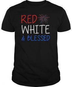Red White & Blessed 4th of July Patriot Faith Religious T-Shirt
