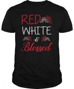 Red White Blessed Shirt 4Th Of July Cute Patriotic America Tee