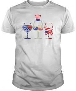 Red White Blue Wine Glasses American Flag 4th Of July tee T-Shirts