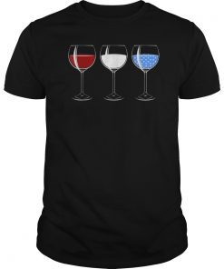 Red White Blue Wine Glasses American Flag 4th of July TShirts