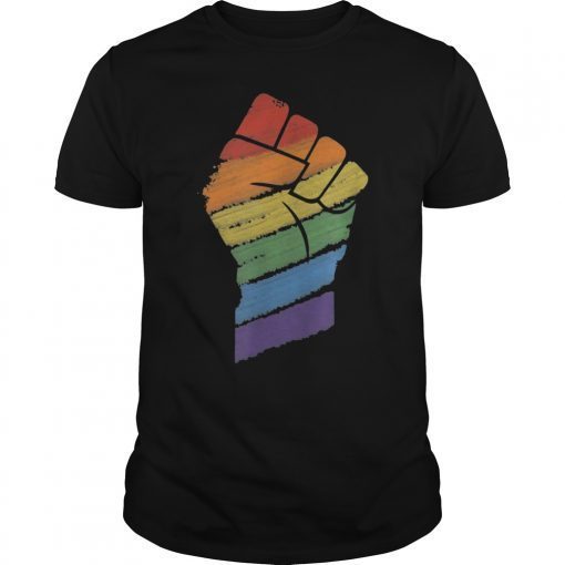 Resist Pride Parade Gay Rainbow Fist Flag Tee Shirt