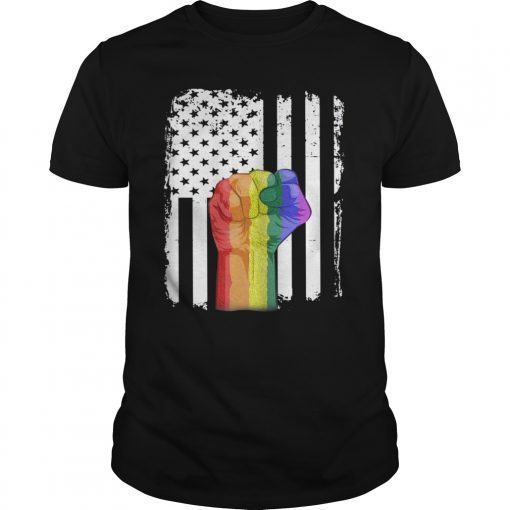 Resist fist rainbow LGBT America flag shirt for Pride month