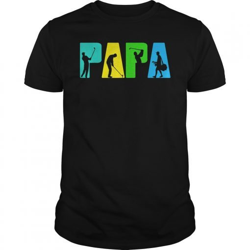 Retro Golfing Papa Tee Shirt Golf Gifts For Fathers Day