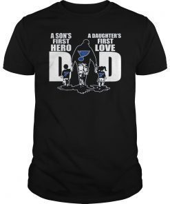 ST Louis Blues Dad a sons first hero a daughters first love T-shirt Design