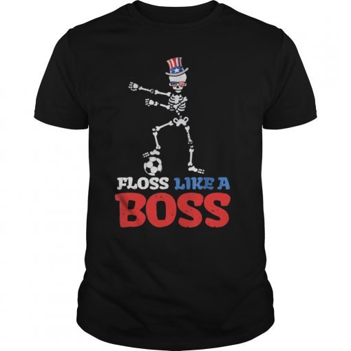 Skeleton soccer Floss Dance 4th of July American T-shirts