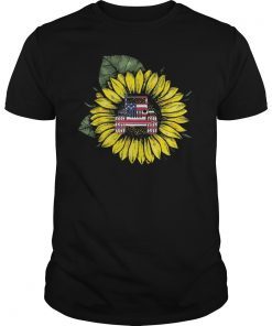 Sunflower Jeeps American Flag Gift 4th Of July Driving Jeeps T-ShirtSunflower Jeeps American Flag Gift 4th Of July Driving Jeeps T-Shirt