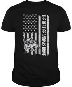 The Best Grandpas Drive Jeeps American Flag Father's Day T-Shirt