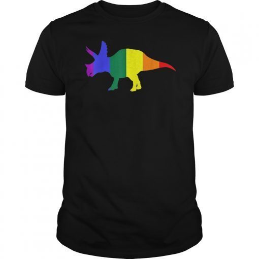 Triceratops Dino Pride Parade Gay Lesbian Rainbow Flag Shirts