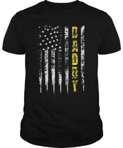 Truck Driver Yellow Line Daddy T-Shirt US Flag distressed