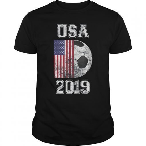 USA Flag 2019 France - Women's World Soccer Tournament Tee