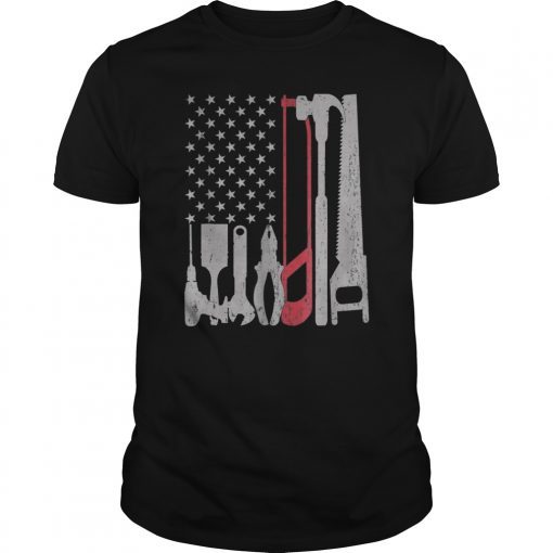 USA Flag T-Shirt Funny wood working shirt gift for carpenter