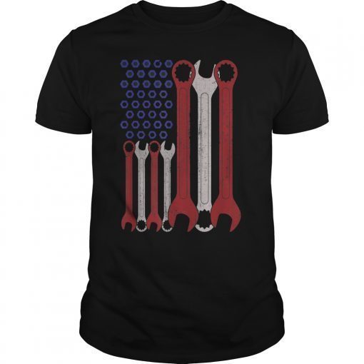 USA Red White Blue American Flag Mechanic Gift T-shirts