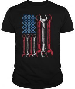 USA Red White Blue Mechanic American Flag Repairman Daddy T-Shirt