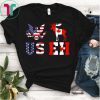 USEH America Canada Flag T-Shirt Funny USA American Canadian