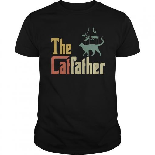 Vintage The Catfather Shirt Funny Cat Dad T-shirt Father Of Cats Tee