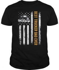 Vintage USA Best Trucker Dad Ever American Flag Fathers Day T-Shirt