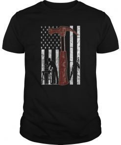 Vintage USA Red White Hammer American Flag Tee Shirt Cool Gift