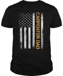 Vintage USA Woodworking Carpenter Dad American Flag Funny T-Shirt