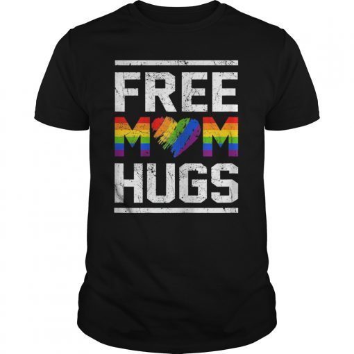 Vintage free mom hugs tshirt rainbow heart LGBT pride month Shirt