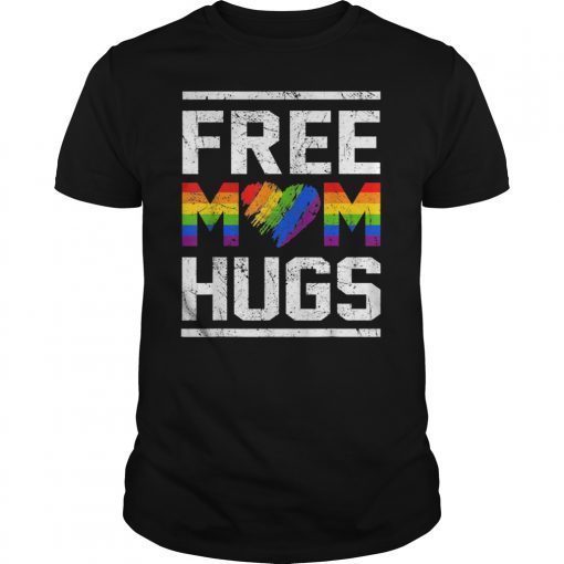 Vintage free mom hugs tshirt rainbow heart LGBT pride month T-Shirt