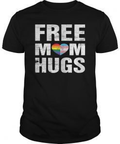 Womens Free Mom Hugs Shirt Pride Gift Rainbow Flag Family Matching